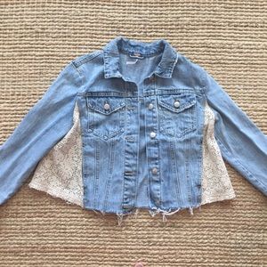DJEA Womens Openwork Casual wear Fashion Long-Sleeved Oversized Denim Jacket